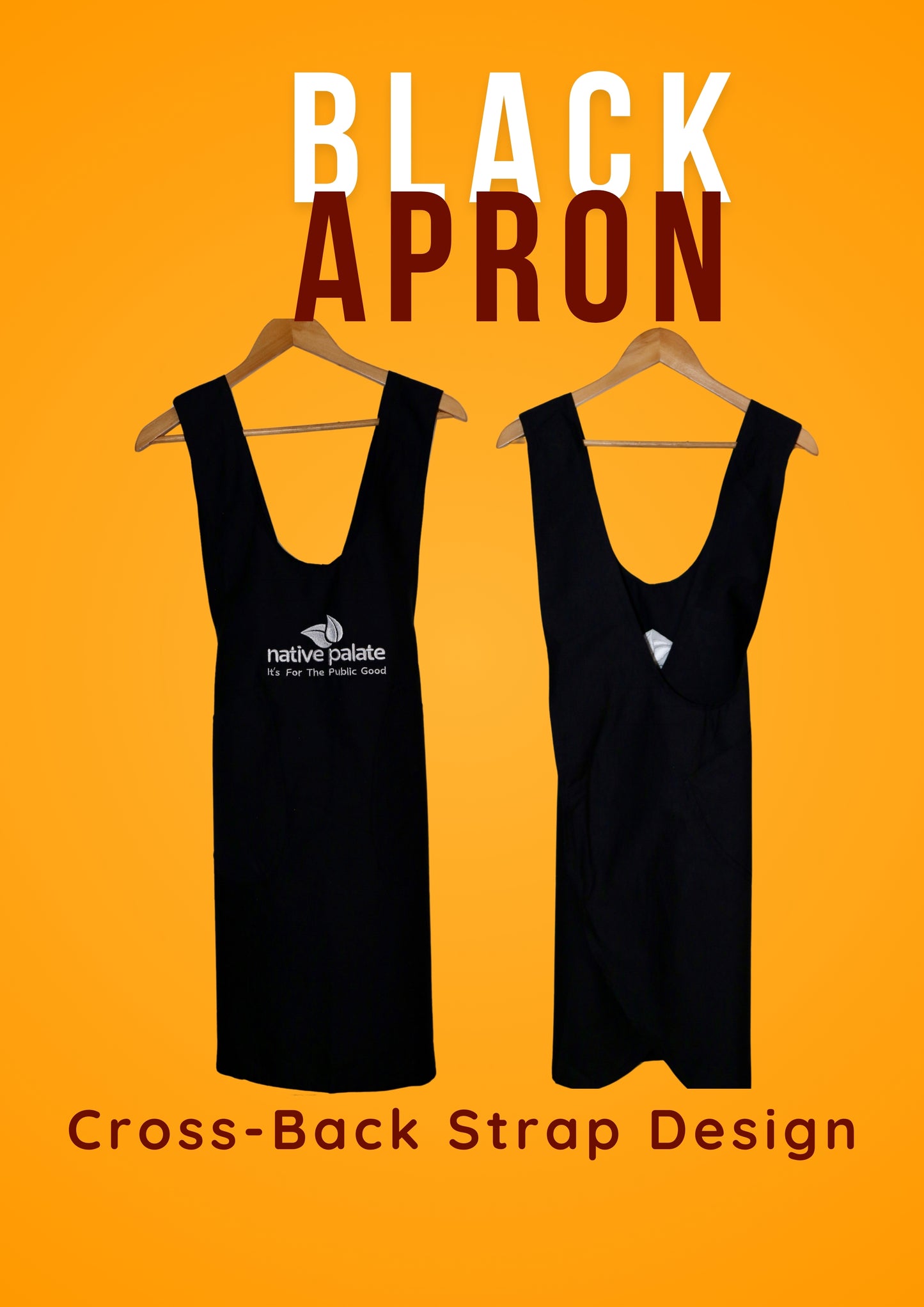 Cross Back Strap Apron - Black