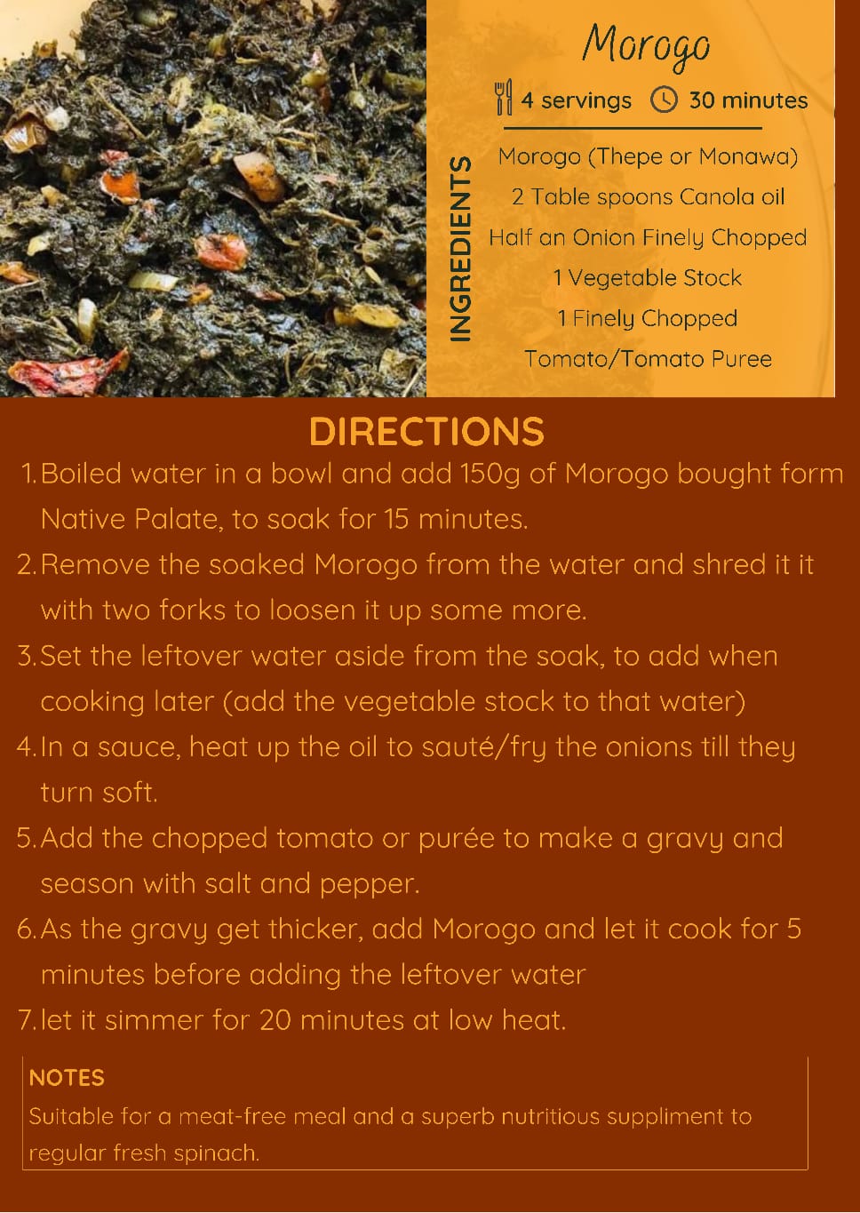 Morogo Recipe